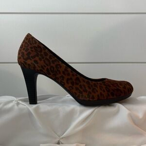 Clarks Brown Leopard Print Heels